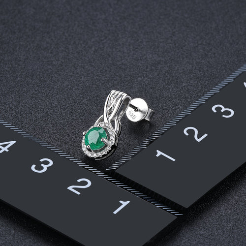 Silver Twisted Emerald Earrings