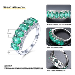 Emerald Oval Shape Silver Ring Semi-infinity Emerald Engagement Ring 2.6ct Natural Zambian Emerald Express infinite love and care ring