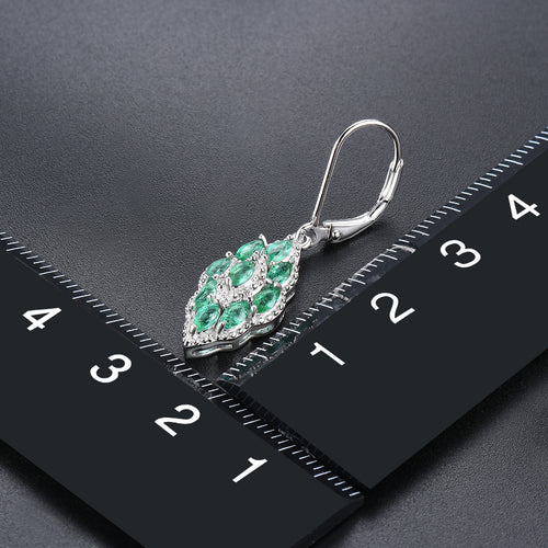 Marquise Emerald and Silver Earrings
