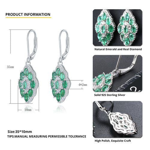 Marquise Emerald and Silver Earrings