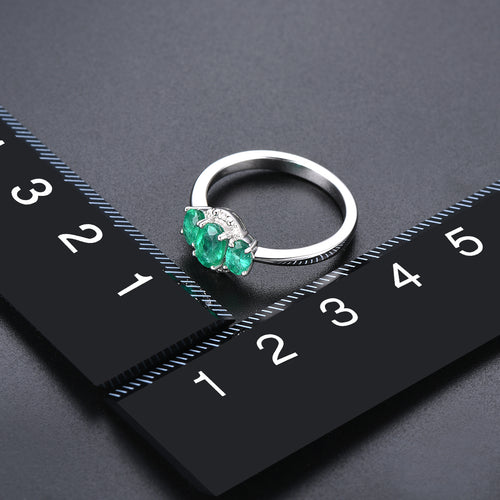 Three Oval Stones Emerald Ring