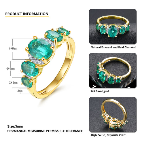 Oval Cut Emerald Ring with 14K Gold and Diamond