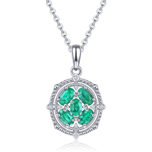 Elegant Emerald and Silver Necklace.