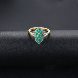 14K Yellow Gold and Diamond Ring (Emerald Gemstones | Marquise Cut)