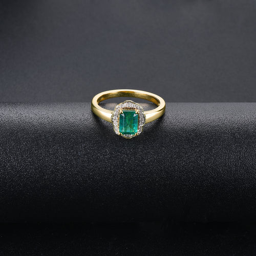 Gold Emerald and Diamond Ladies Ring