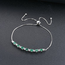 Load image into Gallery viewer, Pull Emerald Bracelet in Silver and White Zircon
