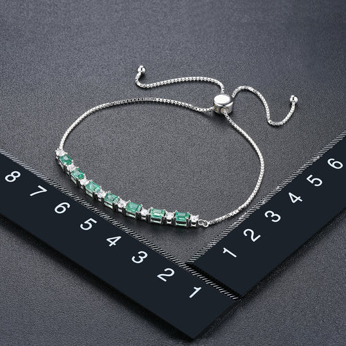 Pull Emerald Bracelet in Silver and White Zircon