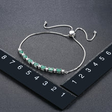 Load image into Gallery viewer, Pull Emerald Bracelet in Silver and White Zircon
