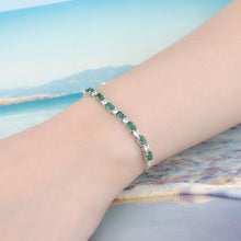 Load image into Gallery viewer, Pull Emerald Bracelet in Silver and White Zircon
