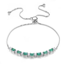 Load image into Gallery viewer, Pull Emerald Bracelet in Silver and White Zircon
