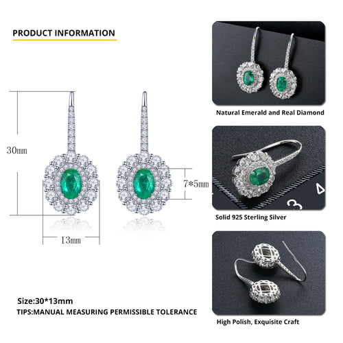 Chic & Sophisticated Sterling Silver Emerald Studs