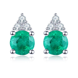 Round Emerald Single Gemstone Stud Earrings