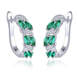 Natural Emerald Small Hoop Earrings in silver
