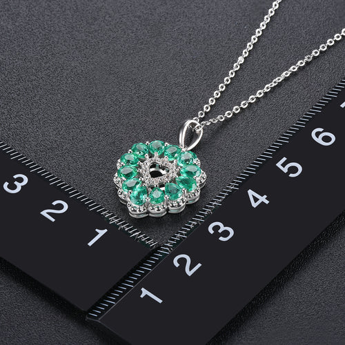 Emerald Heart Necklace with Silver Chain