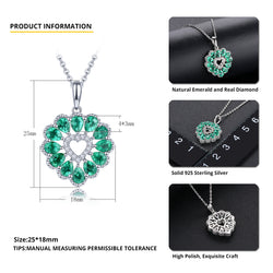 Emerald Heart Necklace with Silver Chain