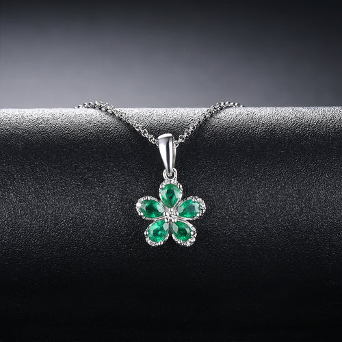 Natural Emerald Flower Necklace