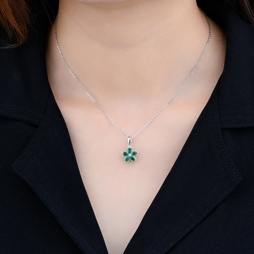 Natural Emerald Flower Necklace