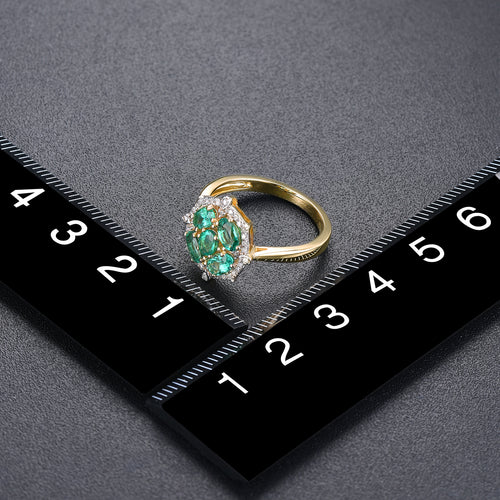 Round Emerald Gemstone Ring (14K Yellow Gold | Diamond)