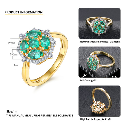 Round Emerald Gemstone Ring (14K Yellow Gold | Diamond)