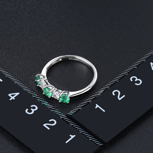 Emerald and Zircon Alternating Ring