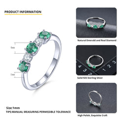 Emerald and Zircon Alternating Ring