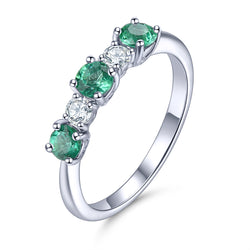 Emerald and Zircon Alternating Ring