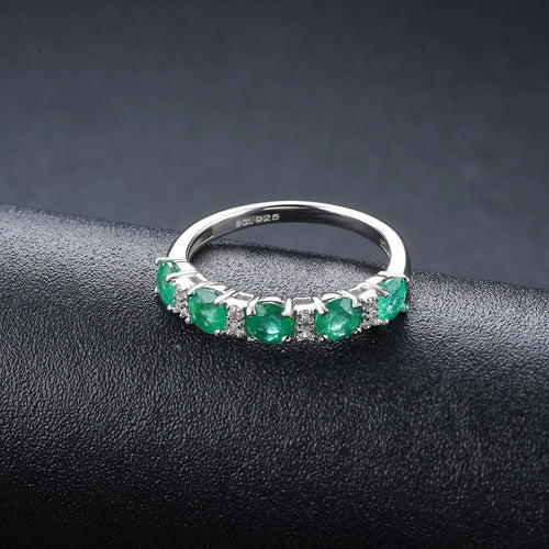 Gemstone Stacking Ring in Sterling Silver, Natural Emerald Birthstone Healing Ring