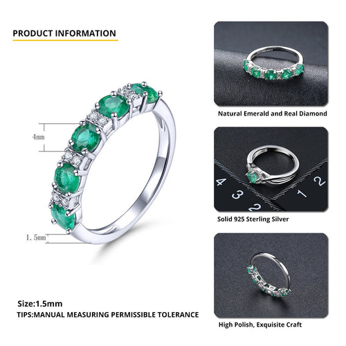 Gemstone Stacking Ring in Sterling Silver, Natural Emerald Birthstone Healing Ring