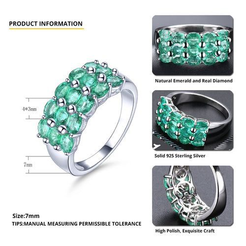 Natural Emerald Ring in Silver Band