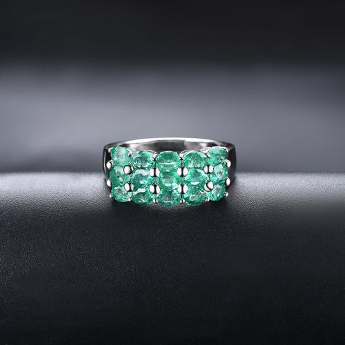 Natural Emerald Ring in Silver Band