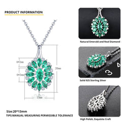 Oval Emerald Necklace with Sterling Silver Chain, May Birthstone Pendant for Women