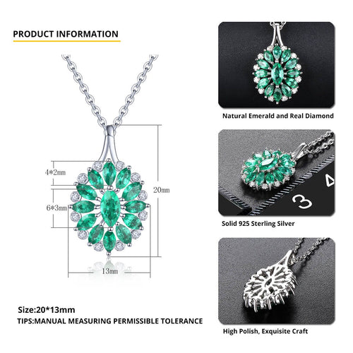Oval Emerald Necklace with Sterling Silver Chain, May Birthstone Pendant for Women