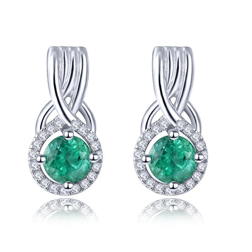 Single Round Emerald Stud Earrings, Zambian Natural Emerald Stud, Cute Stud Earrings Gift for Her, Everyday Wear Stud, May Birthstone Stud