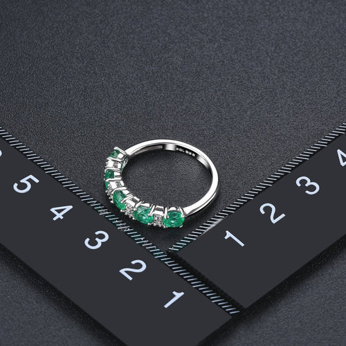 Gemstone Stacking Ring in Sterling Silver, Natural Emerald Birthstone Healing Ring
