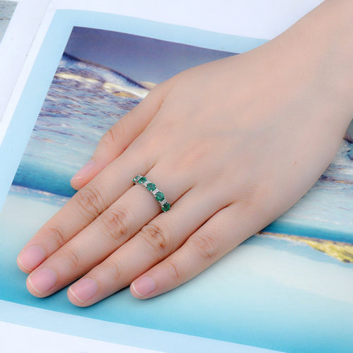 Gemstone Stacking Ring in Sterling Silver, Natural Emerald Birthstone Healing Ring