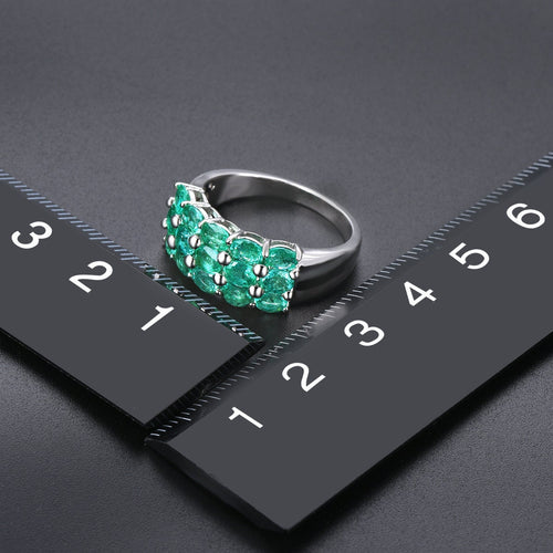 Natural Emerald Ring in Silver Band
