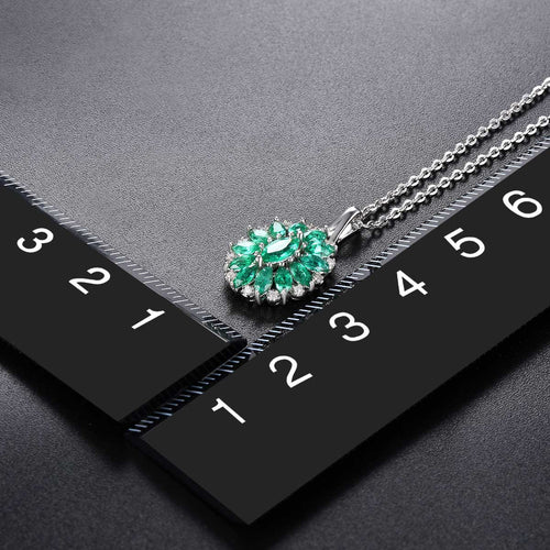 Oval Emerald Necklace with Sterling Silver Chain, May Birthstone Pendant for Women