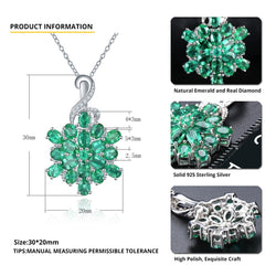 Snowflake shape Emerald Necklace 3.2ct Natural Emerald High Quality Emerald Xmas Gift Zambian Emerald Solid great finish sterling silver