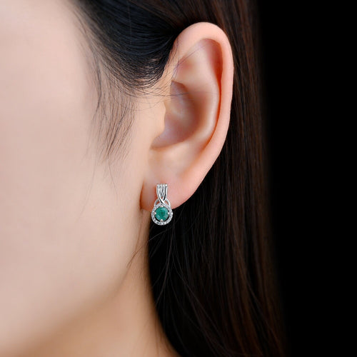 Single Round Emerald Stud Earrings, Zambian Natural Emerald Stud, Cute Stud Earrings Gift for Her, Everyday Wear Stud, May Birthstone Stud