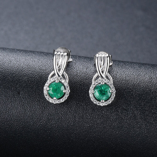 Single Round Emerald Stud Earrings, Zambian Natural Emerald Stud, Cute Stud Earrings Gift for Her, Everyday Wear Stud, May Birthstone Stud