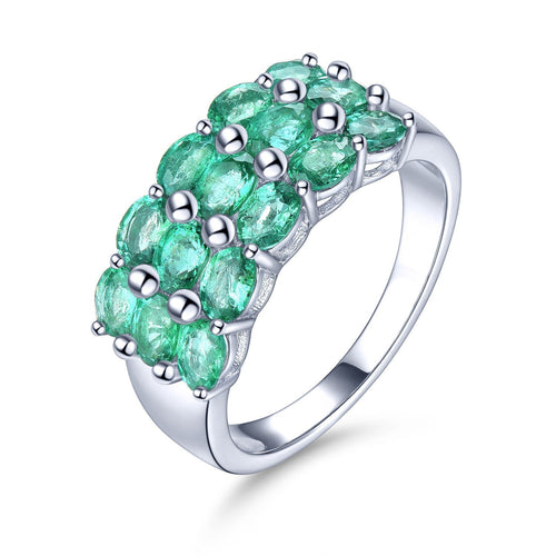 Natural Emerald Ring in Silver Band
