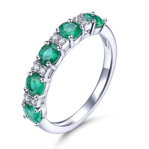 Gemstone Stacking Ring in Sterling Silver, Natural Emerald Birthstone Healing Ring