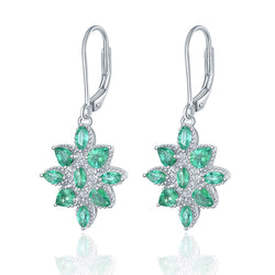 Leaf Drop Emerald and Silver Earrings