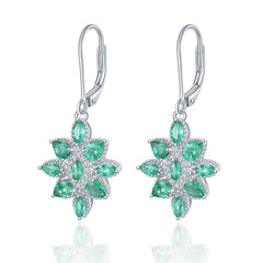 Leaf Drop Emerald and Silver Earrings.