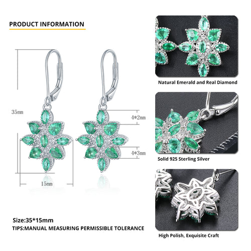 Leaf Drop Emerald and Silver Earrings