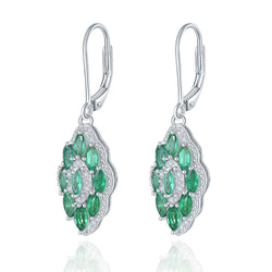 Marquise Emerald and Silver Earrings