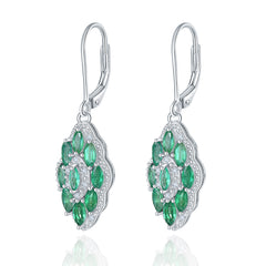 Marque Shape Emerald and Silver Earring.