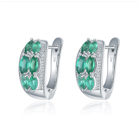Clasp Emerald and Silver Earrings.