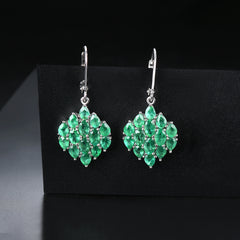 Drop Emerald and Silver Earrings