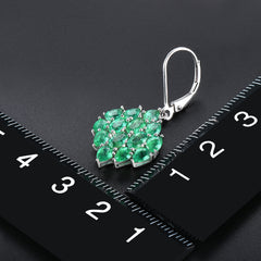 Drop Emerald and Silver Earrings